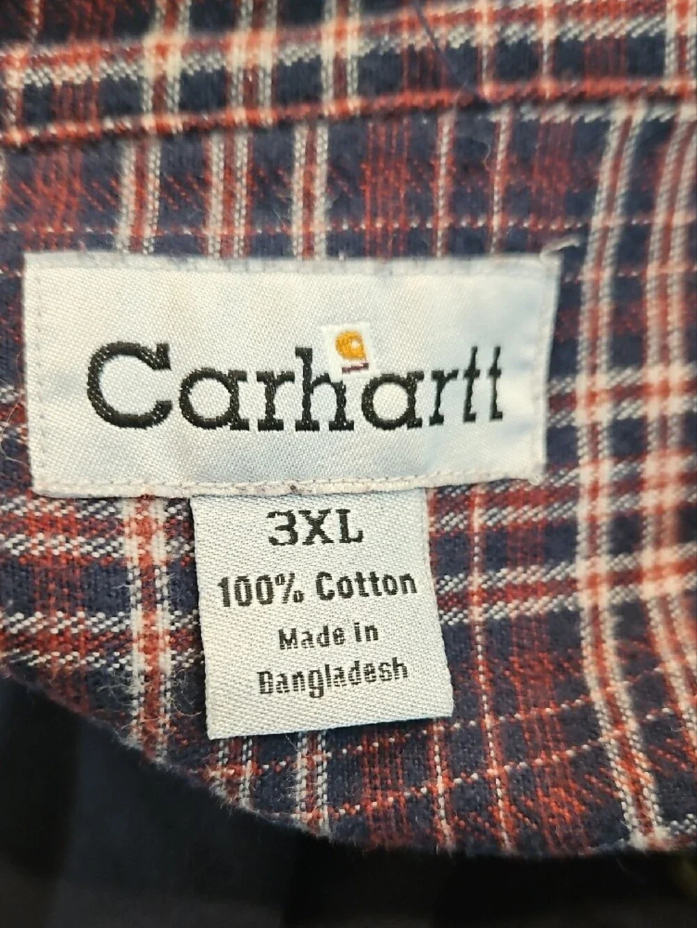 Carhartt Men's Dark Blue Button-Up Flannel Linned Work Jacket